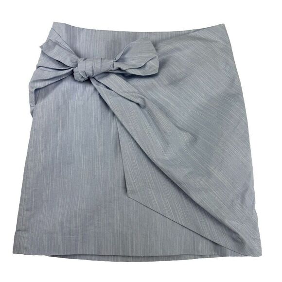Loft Outlet Tie Front Skirt Size 2 Light Blue Straight Skirt Lined - Picture 1 of 7